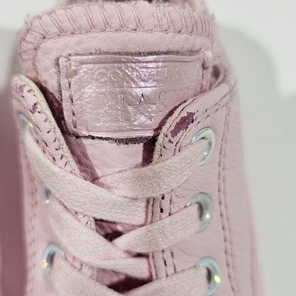 Converse Girl Baby Toddler Pink Leather Size 5 Sneakers - Picture 5 of 11